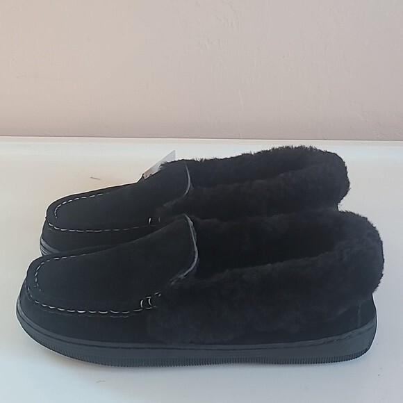 Lamo Australian Suede Sheep Skin Candace Slip On Moccasins Black Women's Size 9 - Picture 2 of 12